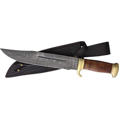 Mr Couteau Marbles Damascus Bowie Stacked Leather Vente De