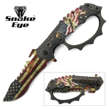 CPA16  - Couteau Poing Américain SNAKE EYE TACTICAL US Flag