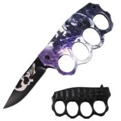 CPA7 - Couteau Poing Amricain SNAKE EYE TACTICAL Purple Skull