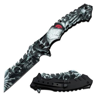 DSA093W - Couteau DARK SIDE BLADES White Skull Spring Assisted Knife 