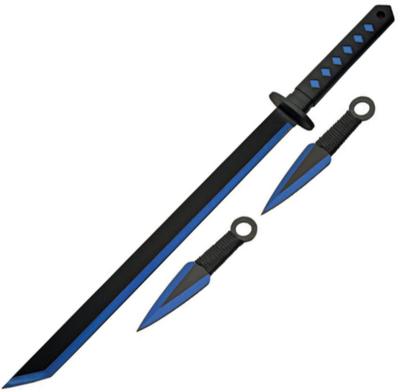 SENCLCB1 - Set Epée Ninja et Couteaux à Lancer Cyber Blue