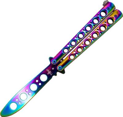 TH.K2927W - Couteau Papillon D'Entraînement THIRD Rainbow 12cm Inox
