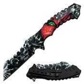 DSA093R - Couteau DARK SIDE BLADES Red Skull Spring Assisted Knife