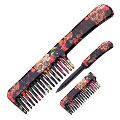 COMBK9 - Peigne Couteau Comb Knife Flower Skull