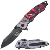 DSA094RD - Couteau DARK SIDE BLADES Red Dragon Spring Assisted Knife 	