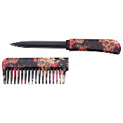 COMBK9 - Peigne Couteau Comb Knife Flower Skull