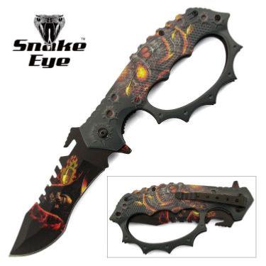 CPA12 - Couteau Poing Américain SNAKE EYE Fire Skull