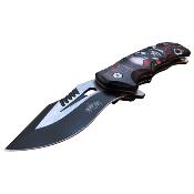 MUA116G - Couteau MASTER USA Linerlock A/O Skull Noir/Rouge