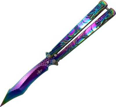TH.K2830 - Couteau Papillon THIRD Dragon Rainbow 13cm Inox