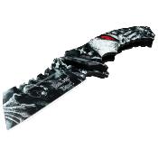 DSA093W - Couteau DARK SIDE BLADES White Skull Spring Assisted Knife 