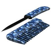 COMBK1 - Peigne Couteau Comb Knife Bleu Skull