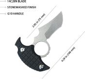 KUB404A - Push Dagger KUBEY Stheno Black G10 Stonewash 