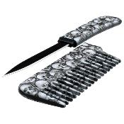 COMBK8 - Peigne Couteau Comb Knife White Skull 